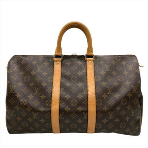 LOUIS VUITTON Authentic Brown Monogram Canvas Keepall 45 Boston Bag